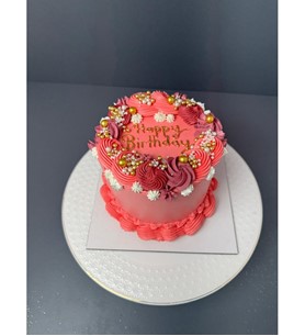 Pembe Butik Pasta, İnci Detaylı Pasta, Modern Doğum Günü Pas